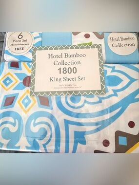 1800 King Sheet Set - Blue Pattern